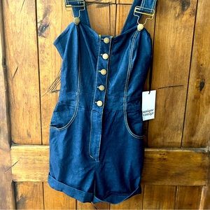 Unique Vintage Dark Blue Denim Smooth Talker Romper